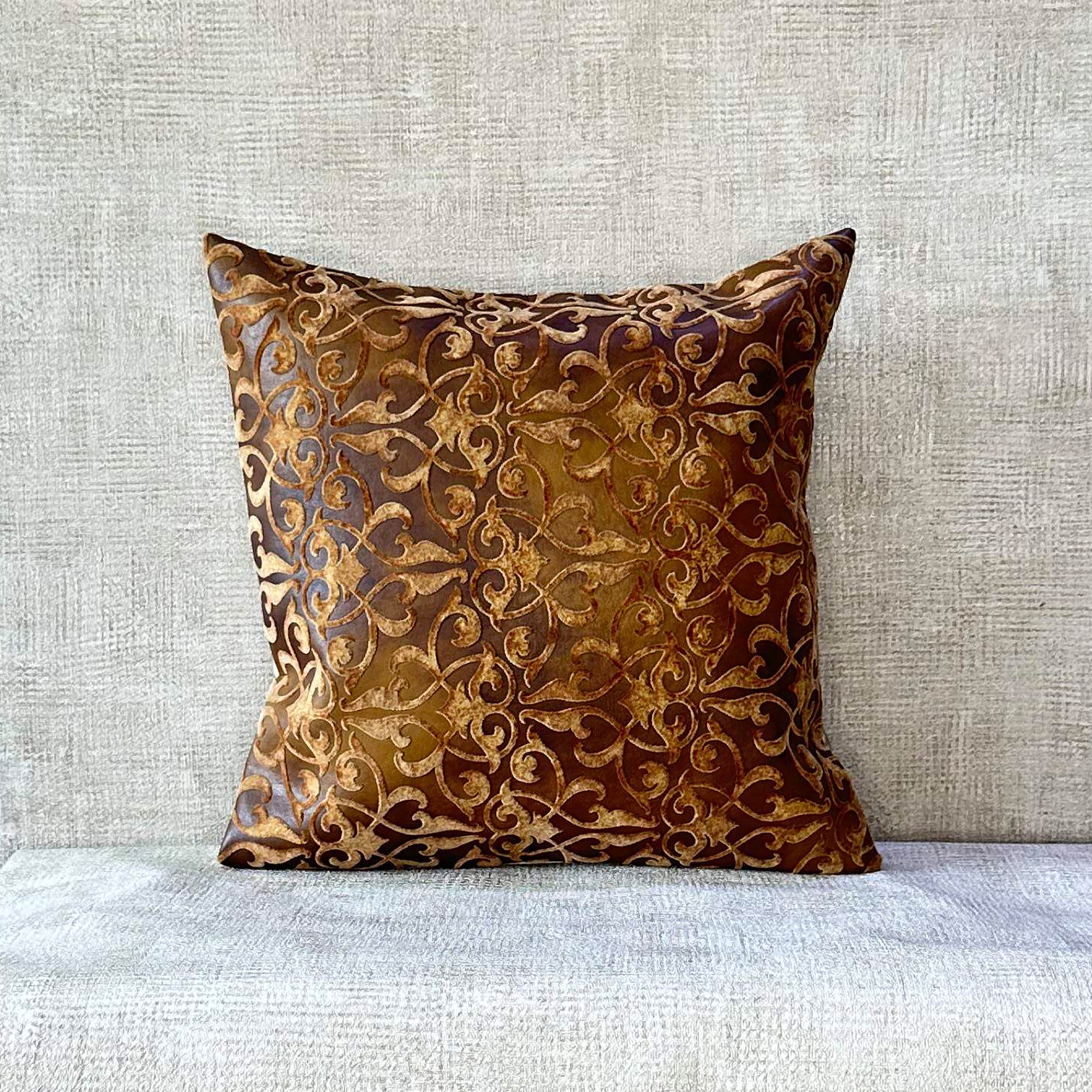 Leather finish cutwork cusion cover