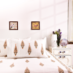 Gulmohar Aura – Khadi Printed Bedcover (90x108") with 2 Pillow Covers