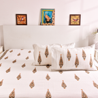 Gulmohar Aura – Khadi Printed Bedcover (90x108") with 2 Pillow Covers