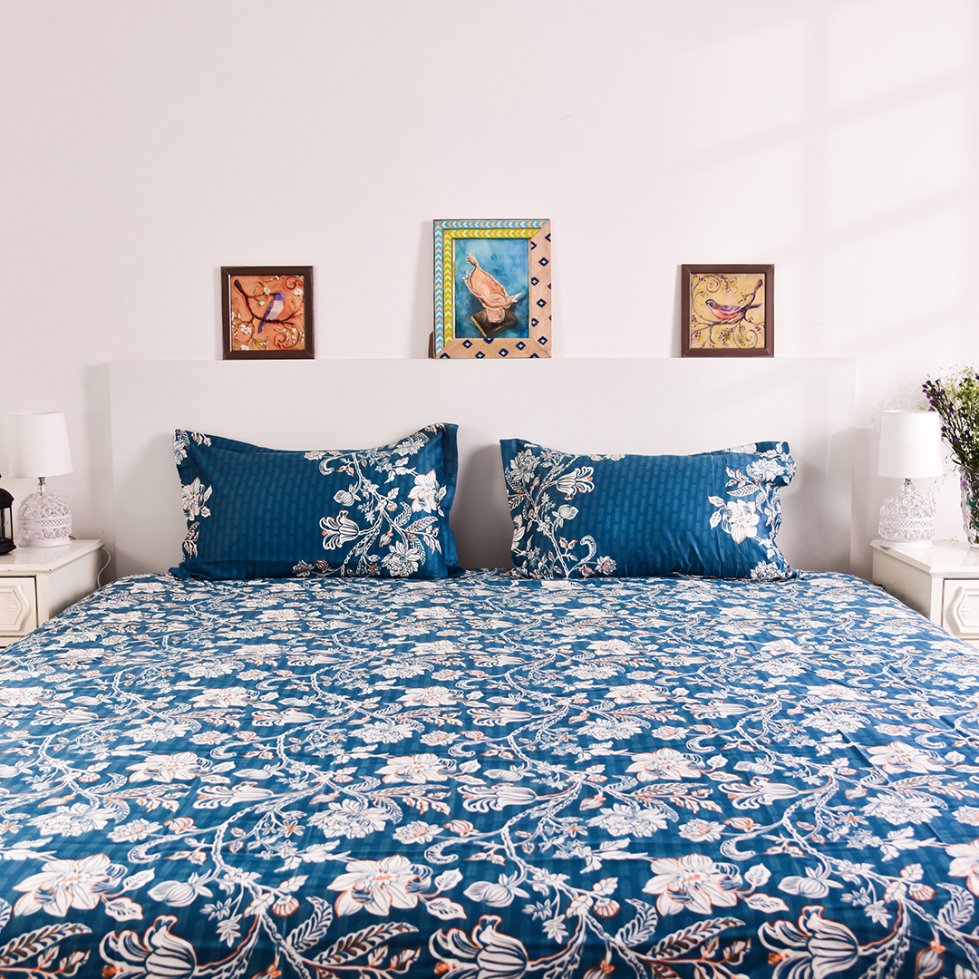 Casa Bloom – Premium Printed Bedsheet (90x108")