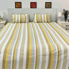 Sandstone Velvet Luxe – Yellow Striped Cotton Bedcover