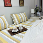 Sandstone Velvet Luxe – Yellow Striped Cotton Bedcover