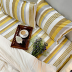 Sandstone Velvet Luxe – Yellow Striped Cotton Bedcover